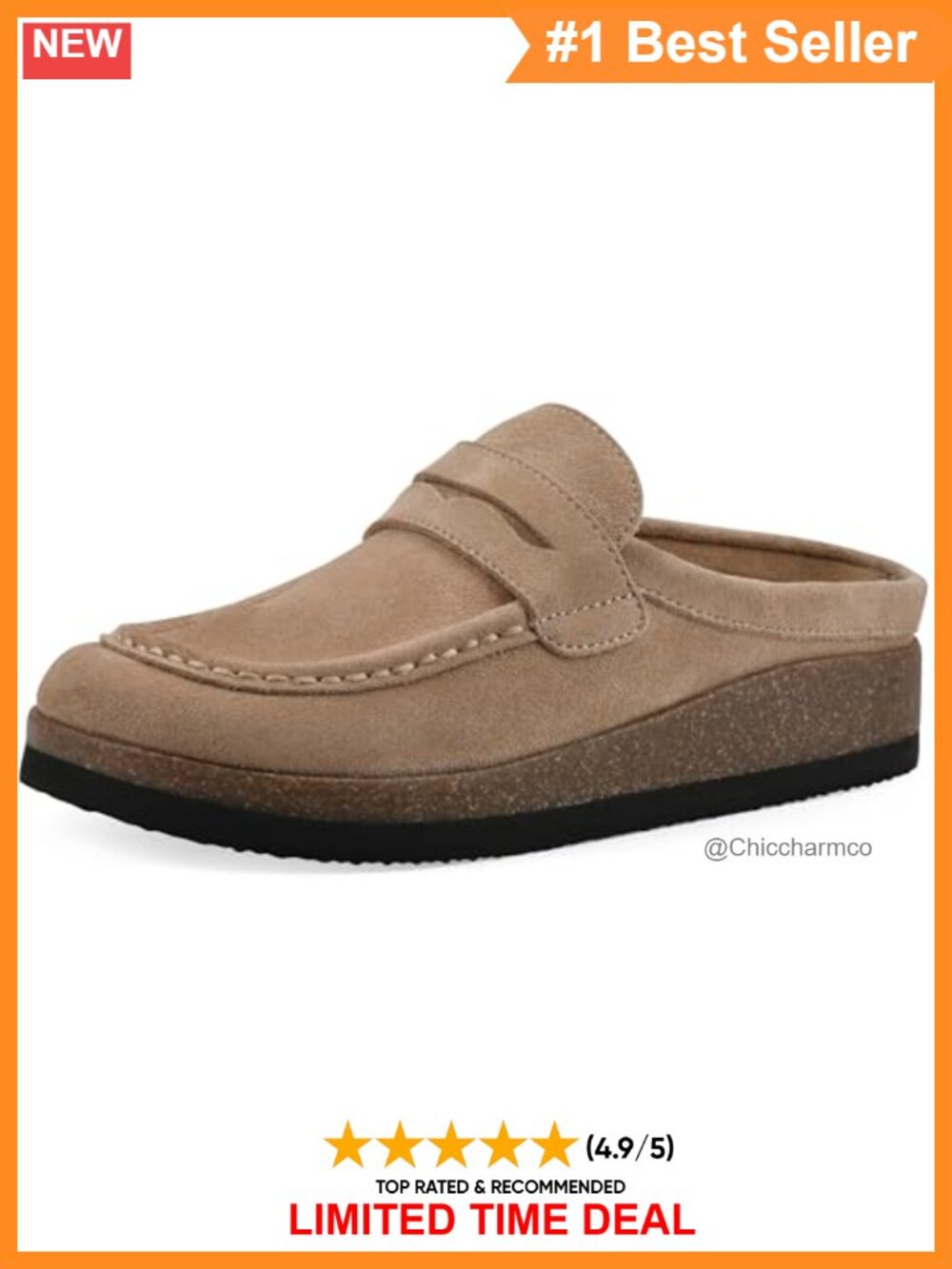 Ladies White Mountain Brinlee Mule Suede Slip-On Cork Footbed Comfort Shoe